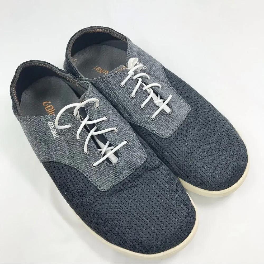 Olukai Nohea Moku Lightweight Mesh Slip On Deck Loafers in Dark Shadow Gray